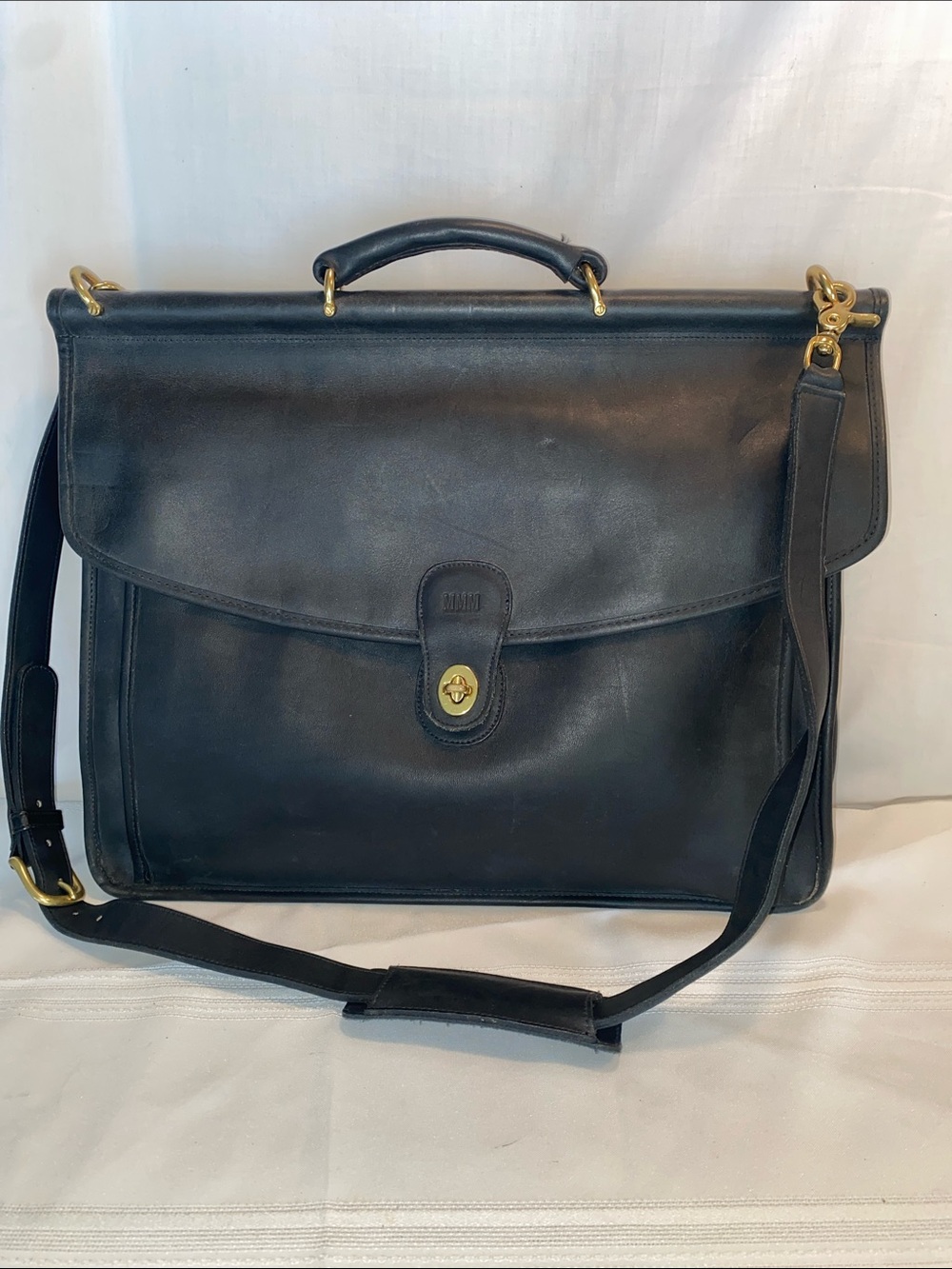 Vintage 5266 Coach Beekman Black Leather Briefcase with Gold Hardware